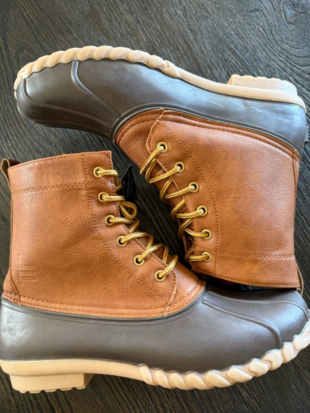 London Fog Seth Duck Boots Men Cognac Brown Rain/Snow Sizes 11 Men’s